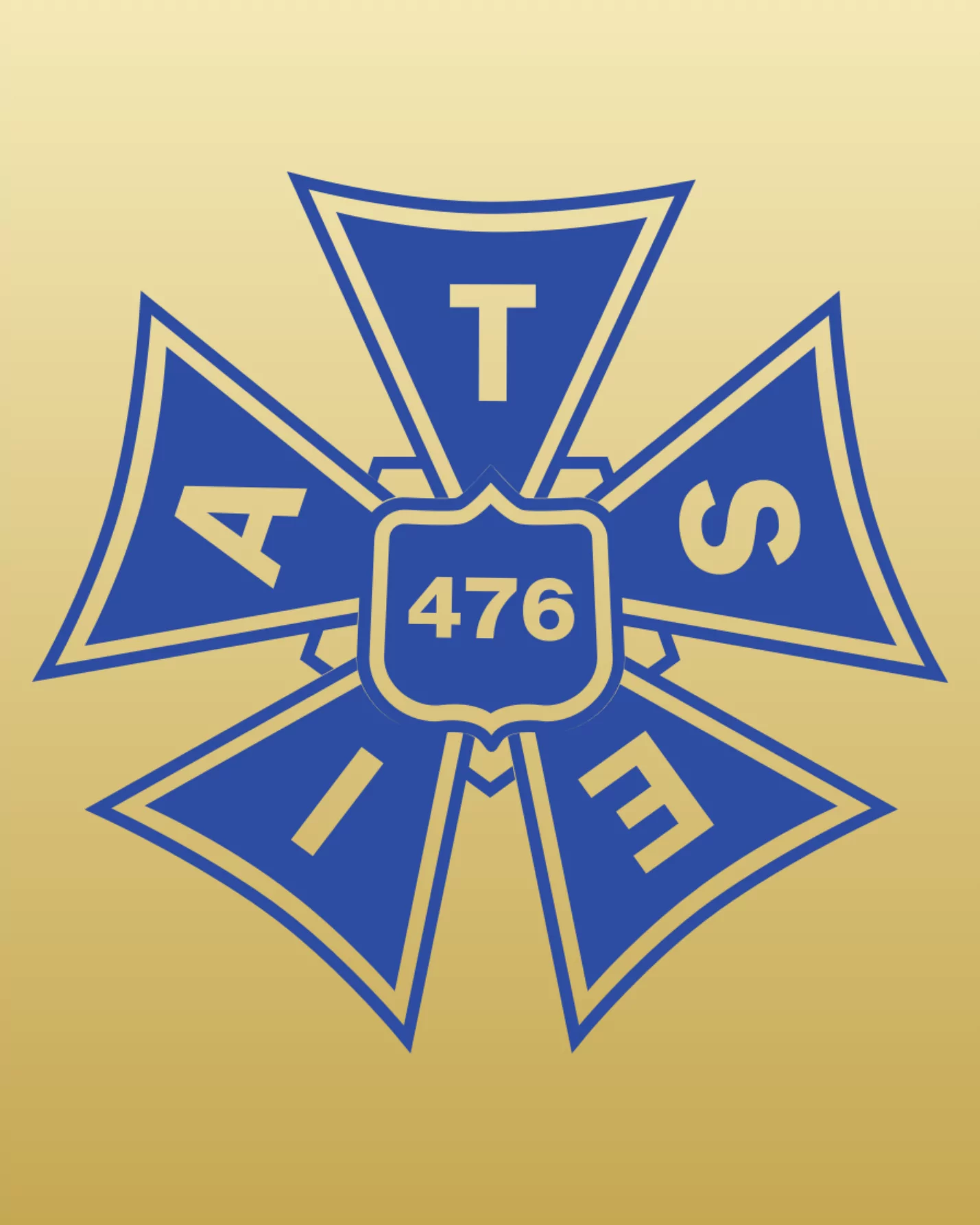 IATSE Local 476 Blue Logo on Gold Gradient Background